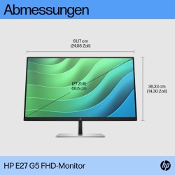 HP E27 G5 Monitor - 6N4E2AA ABB - 27inch FHD IPS, 75Hz, 5ms, HDMI/DisplayPort, USB — Buy in Cyprus with Fast Delivery