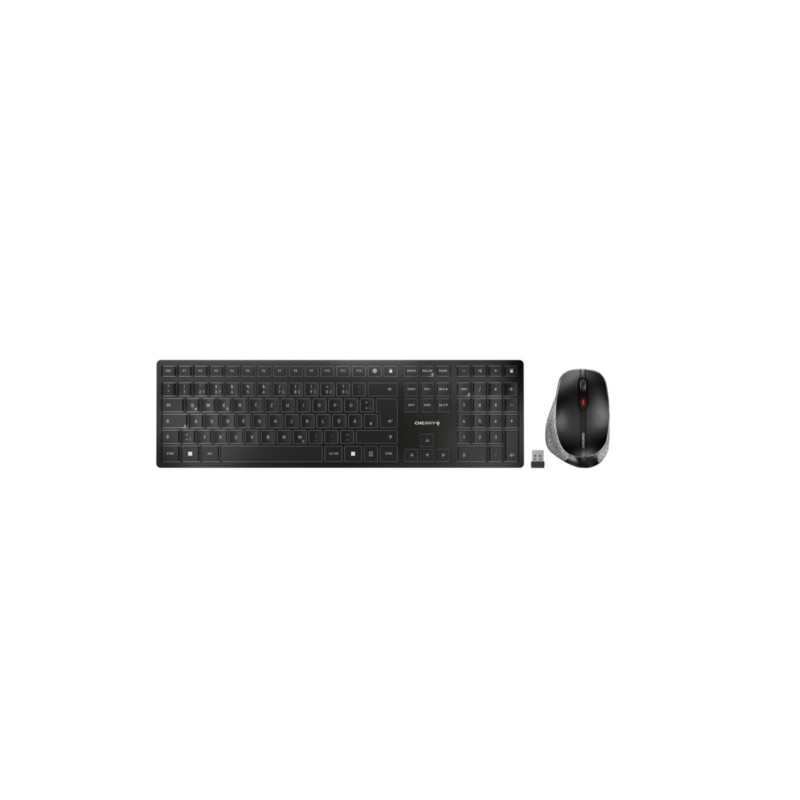 Cherry DW9500 Slim Wireless Keyboard & Mouse Combo - JD-9500DE-2 - Black/Grey, German QWERTZ, RF+Bluetooth, Rechargeable