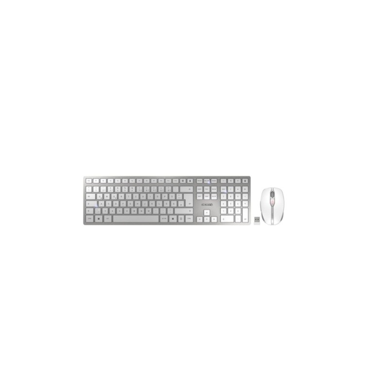 Cherry Wireless Keyboard & Mouse Combo - JD-9100DE-1 - Slim Silver, German QWERTZ, RF + Bluetooth