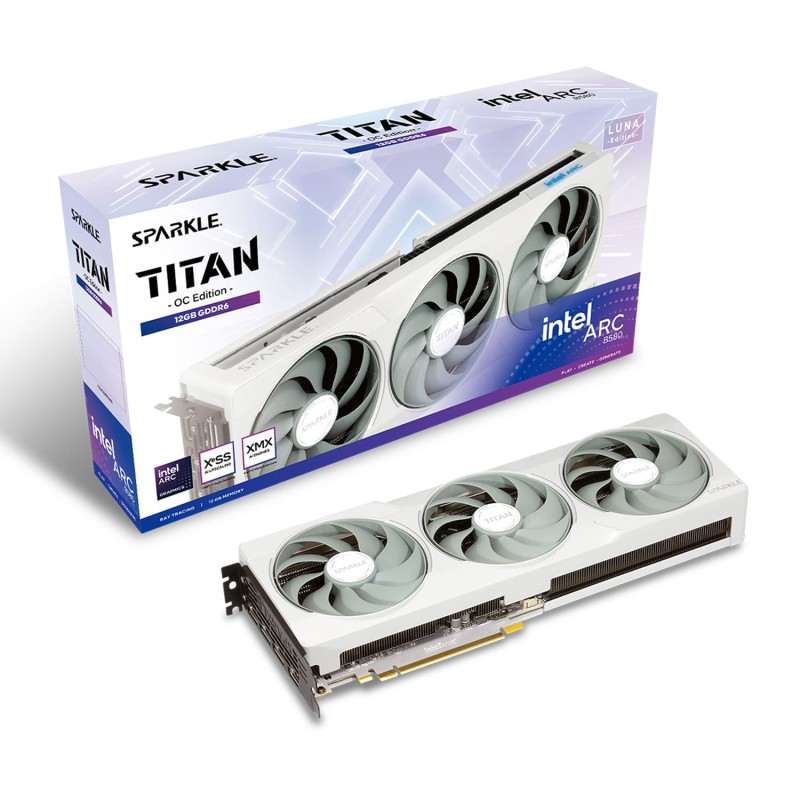 SPARKLE Intel Arc B580 TITAN Luna OC - 12GB GDDR6 - 2740 MHz, TORN 2.0 Triple-Fan, PCIe 4.0 x8