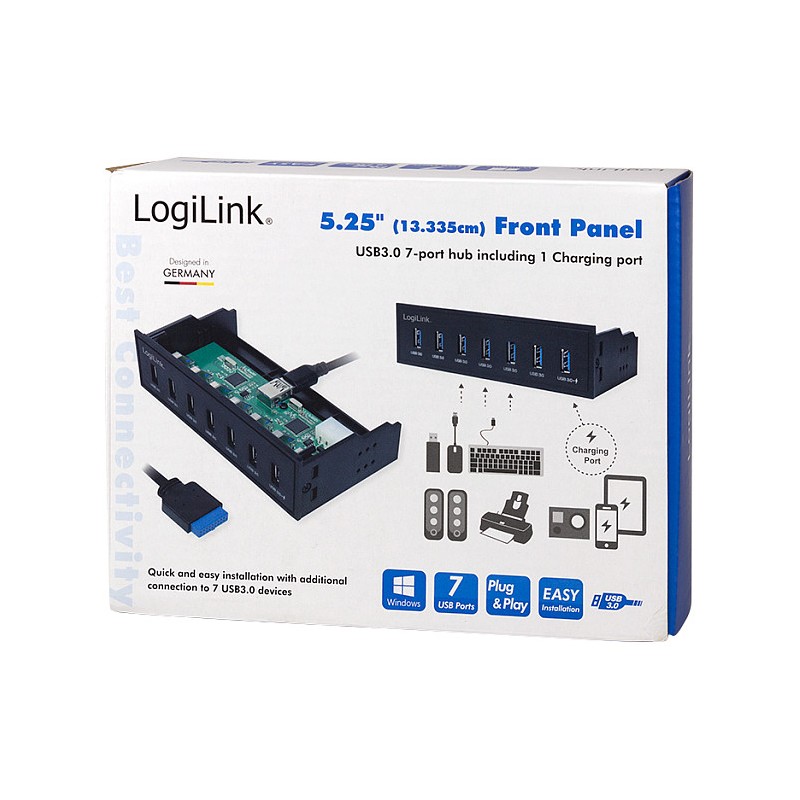 Logilink USB HUB 3.0. 7-Port. 5.25' intern + Schnelladeport — Buy in Cyprus with Fast Delivery