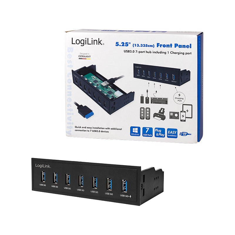 Logilink USB HUB 3.0. 7-Port. 5.25' intern + Schnelladeport — Buy in Cyprus with Fast Delivery