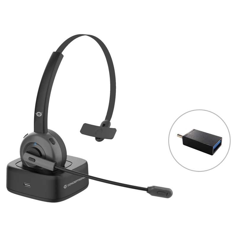 CONCEPTRONIC Headset Wireless BT 5.0 +Ladestation black — Buy in Cyprus with Fast Delivery