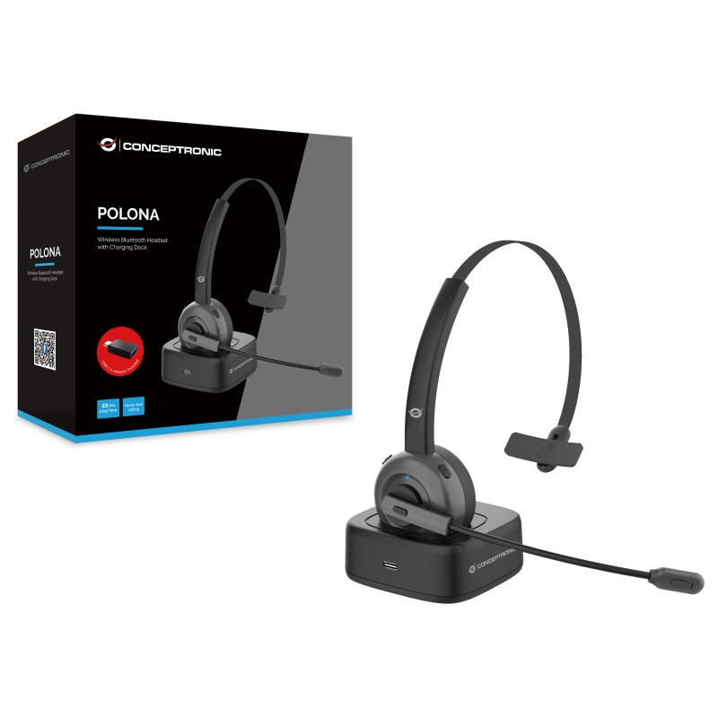 CONCEPTRONIC Headset Wireless BT 5.0 +Ladestation black — Buy in Cyprus with Fast Delivery