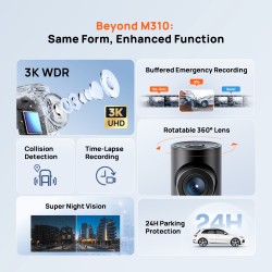 70mai M310 Plus 3k Dash Cam - 3k resolution 2880x1620P, 300mAh — Buy in Cyprus with Fast Delivery