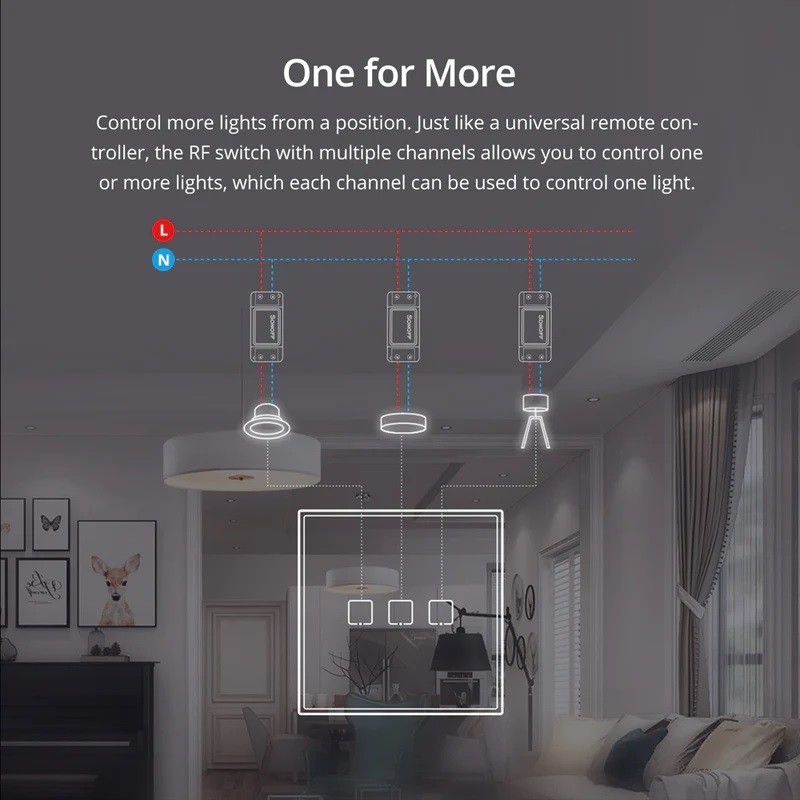 Sonoff T2EU1C-RF Smart Wall Touch Switch 1-Button White — Buy in Cyprus with Fast Delivery