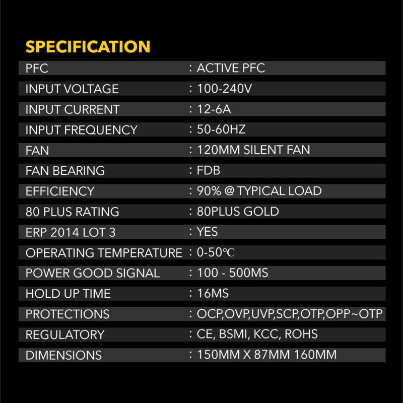 Armaggeddon VOLTRON GOLD 800 Gaming PSU 800W Modular & Certified 80+ Black — Buy in Cyprus with Fast Delivery