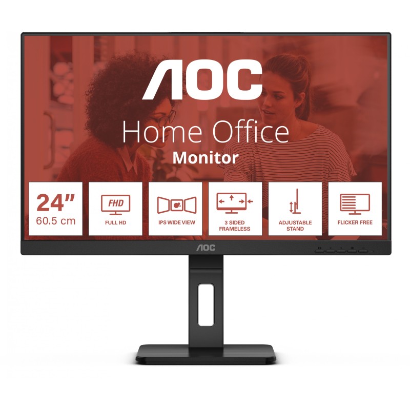 AOC 24E3QAF - 23.8 inch Full HD IPS Monitor, 1920x1080, 4ms, 75Hz, HDMI/VGA/DP, Black — Buy in Cyprus with Fast Delivery
