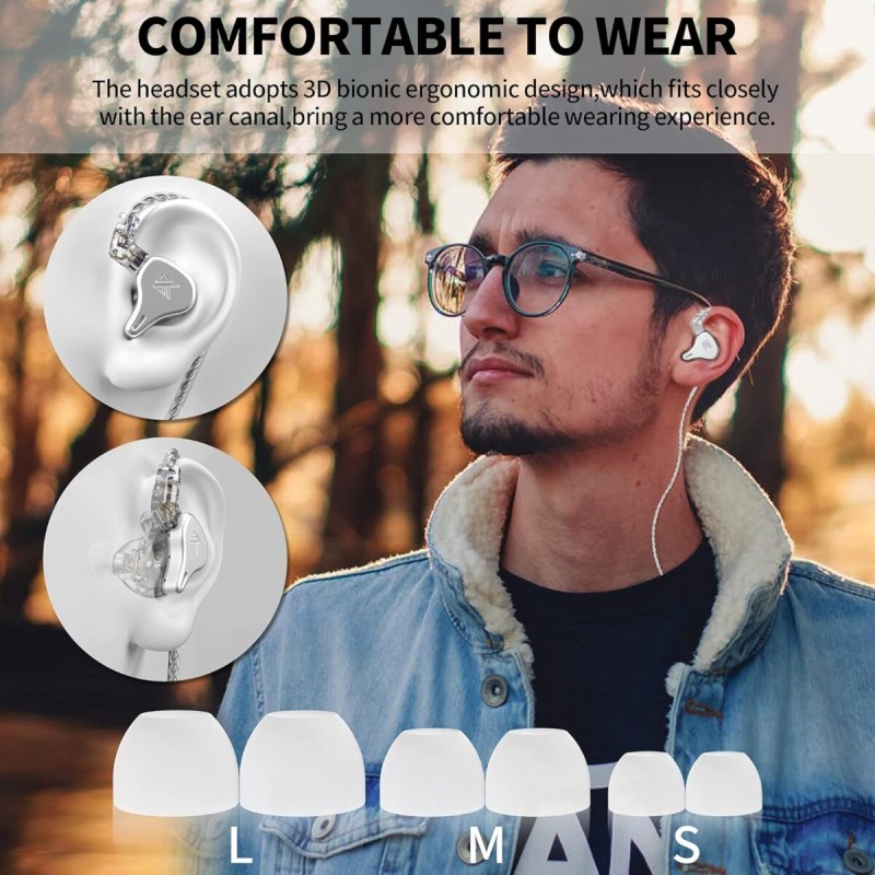 KZ DQ6 Silver With Mic - IEM 3,5 HBB Tuned Improved In Ear Monitor Earphones, 3DD Dynamic — Buy in Cyprus with Fast Delivery