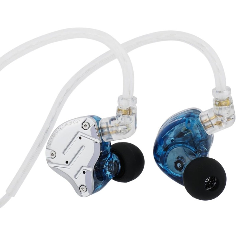 KZ ZS10 PRO Blue No Mic - IEM 3,5 Musician In Ear Monitor Earphones, 4BA+1DD 5 Driver 10mm, metal