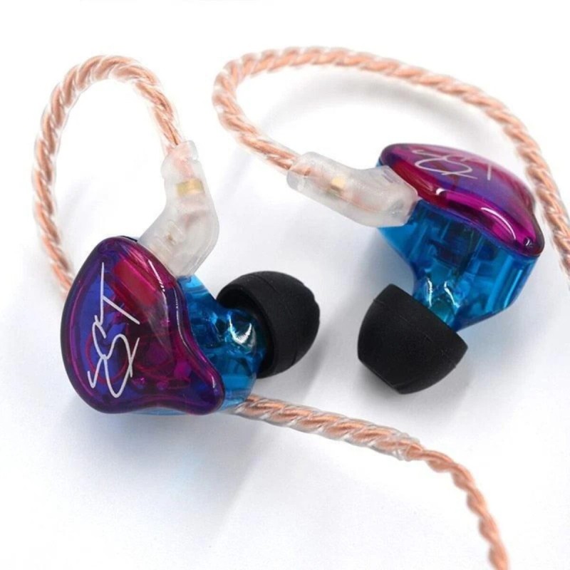 KZ ZST Purple With Mic - IEM 3,5 In Ear Monitor Earphones, Dynamic Hybrid Dual Driver 1BA+1DD