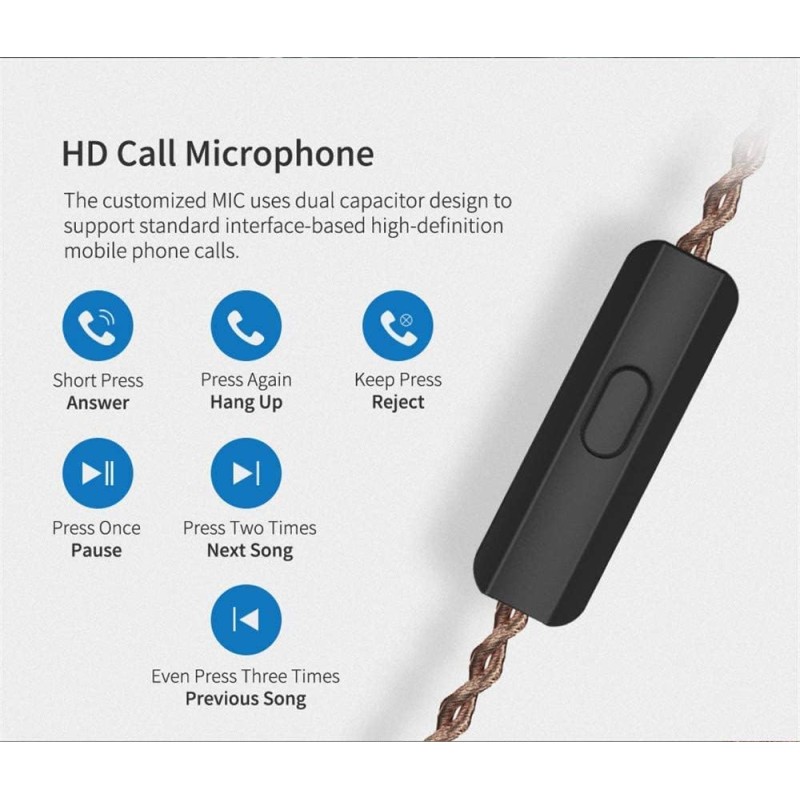 KZ ZSN PRO Blue Mic - IEM 3,5 In Ear Monitor Earphones, Dynamic Hybrid Dual Driver 1BA+1DD — Buy in Cyprus with Fast Delivery