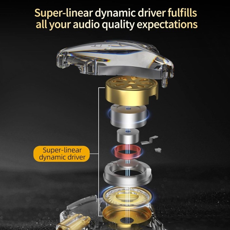 KZ EDX LITE Transparent Grey With MIC - IEM 3,5 In Ear Monitor Earphones, Super-Linear, HIFI bass, N