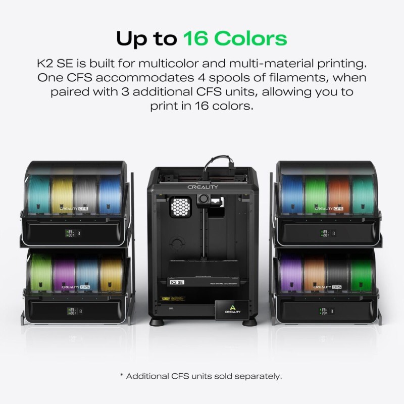 CREALITY K2 SE COMBO - with CFS FDM Semi Enclosed 3d Printer 500mm s multicolor 220x215x245mm