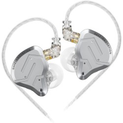 KZ ZSN PRO 2 SIlver With Mic - IEM 3,5 In Ear Monitor Earphones, Hybrid 1BA+1DD 10mm, metal, HIFI ba
