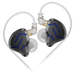 KZ ZSN PRO 2 Black Blue No Mic - IEM 3,5 In Ear Monitor Earphones, Hybrid 1BA+1DD 10mm, metal, HIFI