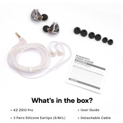 KZ ZS10 PRO Black No Mic - IEM 3,5 Musician In Ear Monitor Earphones, 4BA+1DD 5 Driver 10mm, metal