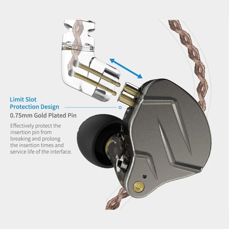 KZ ZSN PRO Grey Mic - IEM 3,5 In Ear Monitor Earphones, Dynamic Hybrid Dual Driver 1BA+1DD — Buy in Cyprus with Fast Delivery