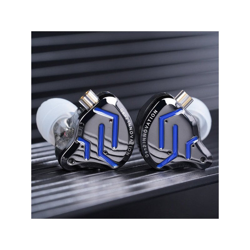 KZ ZSN PRO 2 Black Blue With Mic - IEM 3,5 In Ear Monitor Earphones, Hybrid 1BA+1DD 10mm, metal HIFI