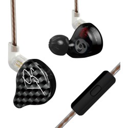 KZ ZST Black With Mic - IEM 3,5 In Ear Monitor Earphones, Dynamic Hybrid Dual Driver 1BA+1DD