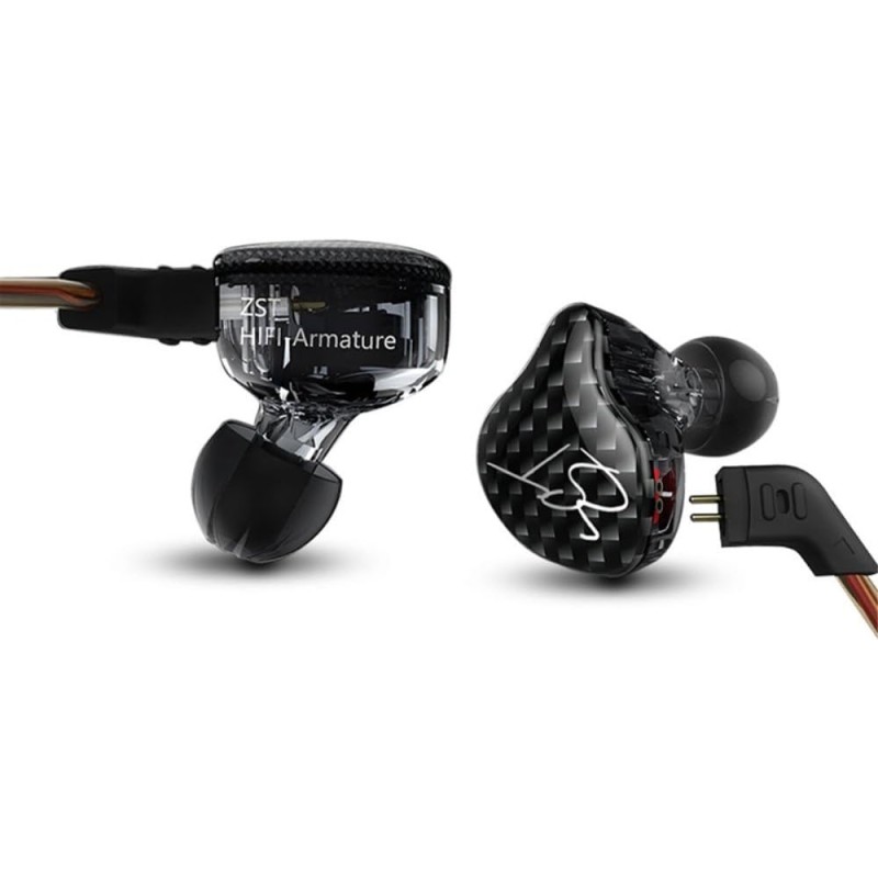KZ ZST Black With Mic - IEM 3,5 In Ear Monitor Earphones, Dynamic Hybrid Dual Driver 1BA+1DD