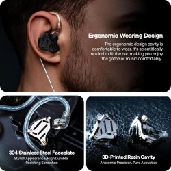 KZ ZS10 PRO 2 With HD Mic - IEM 3,5 In Ear Monitor Earphones, 4-level switch, Hybrid 10mm, metal, st