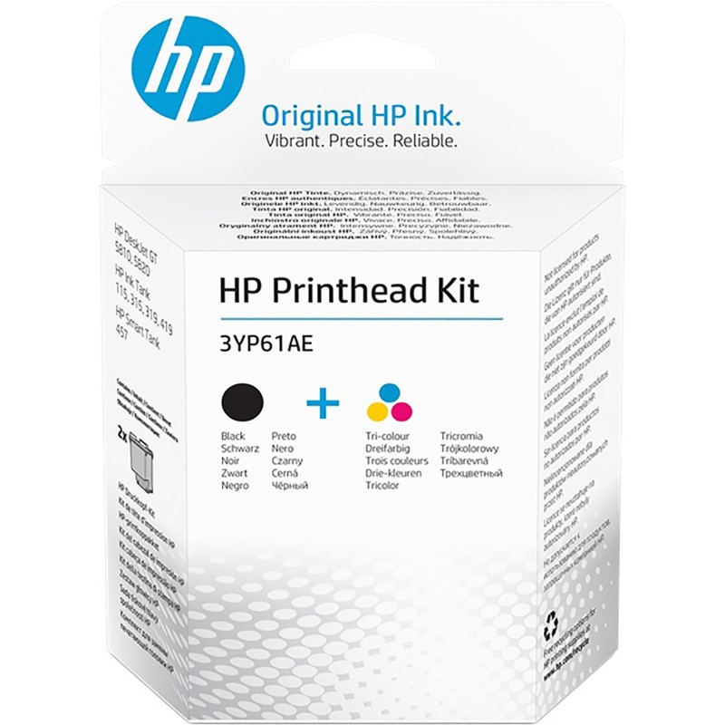 HP GT Printhead Kit - 3YP61AE - Black & Tri-Color (C/M/Y) Thermal Inkjet for HP Smart Tank 455/457