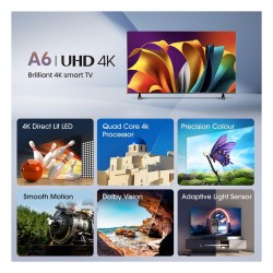 164.0cm 65' (3840x2160) Hisense 65E6NT 16:9 DLED 60Hz HDMI USB WLAN Bluetooth HDR10+ Speaker Black