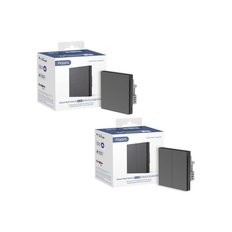 WS-EUK02-GRAY SMART WALL SWITCH H1 EU (NO NEUTRAL, DOUBLE ROCKER), GRAY AQARA — Buy in Cyprus with Fast Delivery