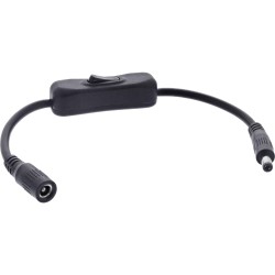 26906G 0.2m DC CABLE W SWITCH, DC MALE FEMALE 5.5X2.5MM, AWG 18, BLACK INLINE — Buy in Cyprus with Fast Delivery