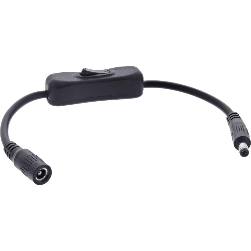 26906G 0.2m DC CABLE W SWITCH, DC MALE FEMALE 5.5X2.5MM, AWG 18, BLACK INLINE — Buy in Cyprus with Fast Delivery