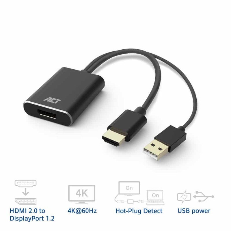 AC7536 HDMI TO DISPLAYPORT ADAPTER 4K@60HZ ACT — Buy in Cyprus with Fast Delivery