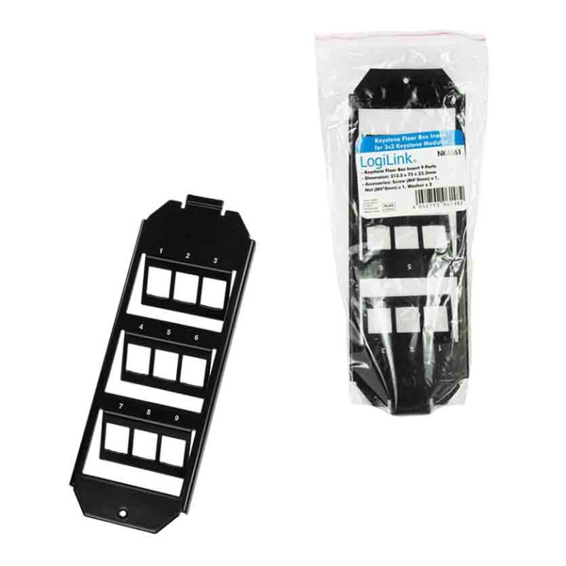 NK4061 9-PORT BOX INSERT FOR 3 3 KEYSTONE MODULES (208mm) LOGILINK — Buy in Cyprus with Fast Delivery