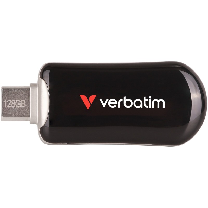 Verbatim Plectra USB-C Flash Drive - 30225 - 128GB Black, USB 3.2 Gen1, 100MB/s, Capless — Buy in Cyprus with Fast Delivery