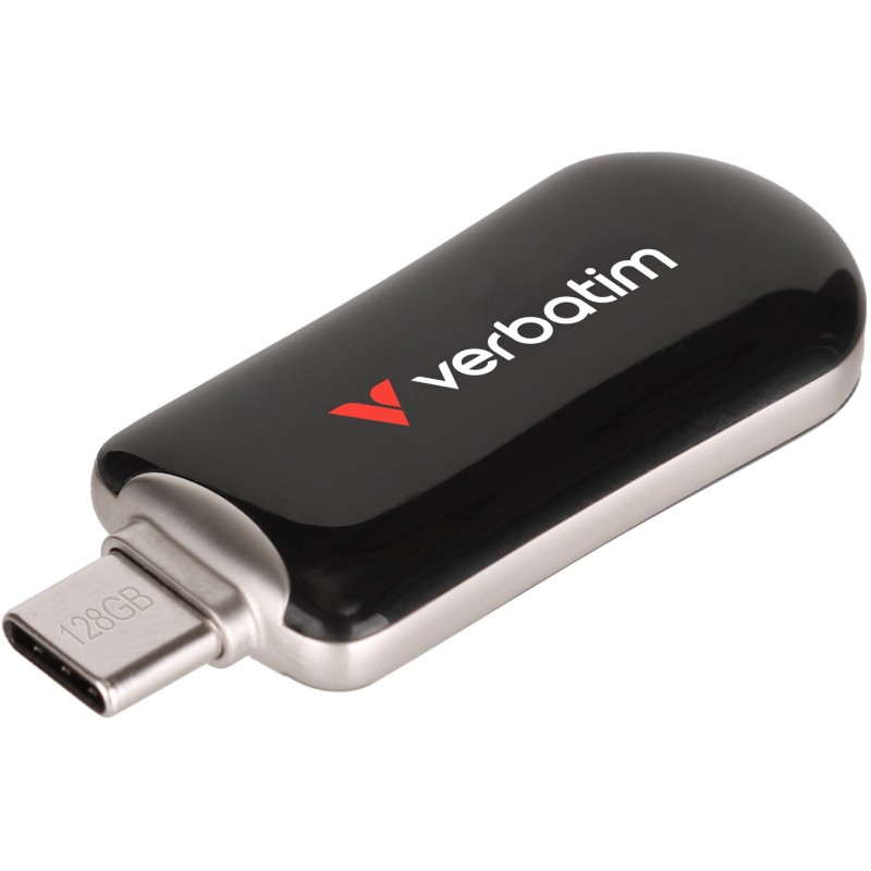 Verbatim Plectra USB-C Flash Drive - 30225 - 128GB Black, USB 3.2 Gen1, 100MB/s, Capless — Buy in Cyprus with Fast Delivery