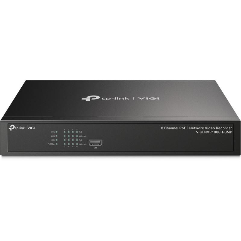 TP-Link VIGI NVR1008H - 8-Channel PoE+ NVR, 4K (3840x2160), SATA up to 10TB, Black — Buy in Cyprus with Fast Delivery