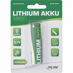 Buy 01277 18650 3.7V BATTERY LITHIUM HIGH ENERGY 3000mAh INLINE in Cyprus, Nicosia, Limassol, Larnaka, Pafos