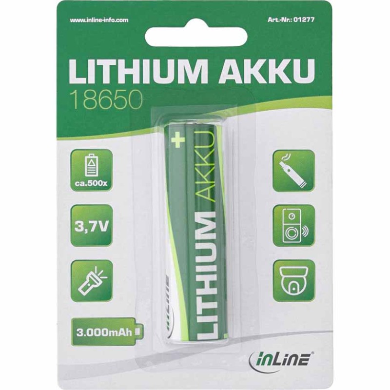Buy 01277 18650 3.7V BATTERY LITHIUM HIGH ENERGY 3000mAh INLINE in Cyprus, Nicosia, Limassol, Larnaka, Pafos