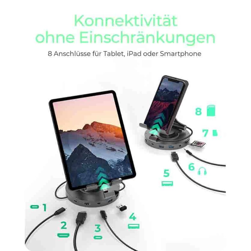 Buy IB-TH100-DK SWIVEL STAND FOR TABLET AND SMARTPHONE WITH DOCKINGSTATION ICYBOX in Cyprus, Nicosia, Limassol, Larnaka, Pafos