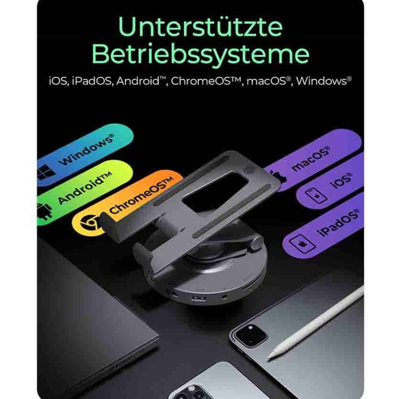 IB-TH100-DK SWIVEL STAND FOR TABLET AND SMARTPHONE WITH DOCKINGSTATION ICYBOX — Buy in Cyprus with Fast Delivery