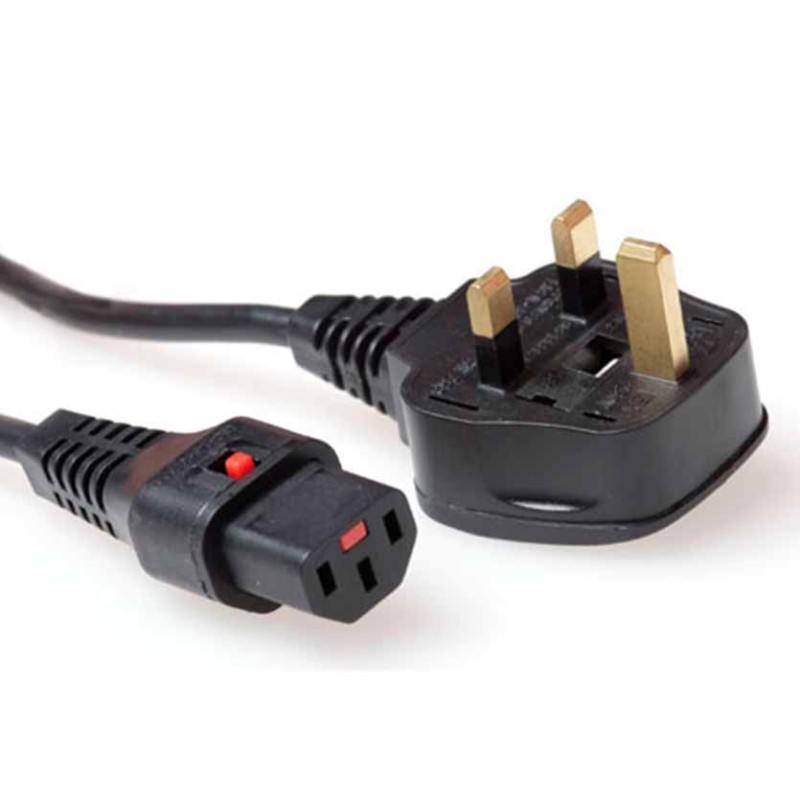 Buy AK5059 2m UK TO C13 LOCKABLE POWER CABLE BLACK IEC LOCK in Cyprus, Nicosia, Limassol, Larnaka, Pafos