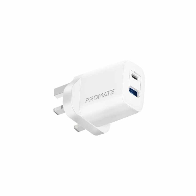 Buy BIPLUG-2.UK-WT CHARGER 17W DUAL PORT HI-SPEED WHITE PROMATE in Cyprus, Nicosia, Limassol, Larnaka, Pafos