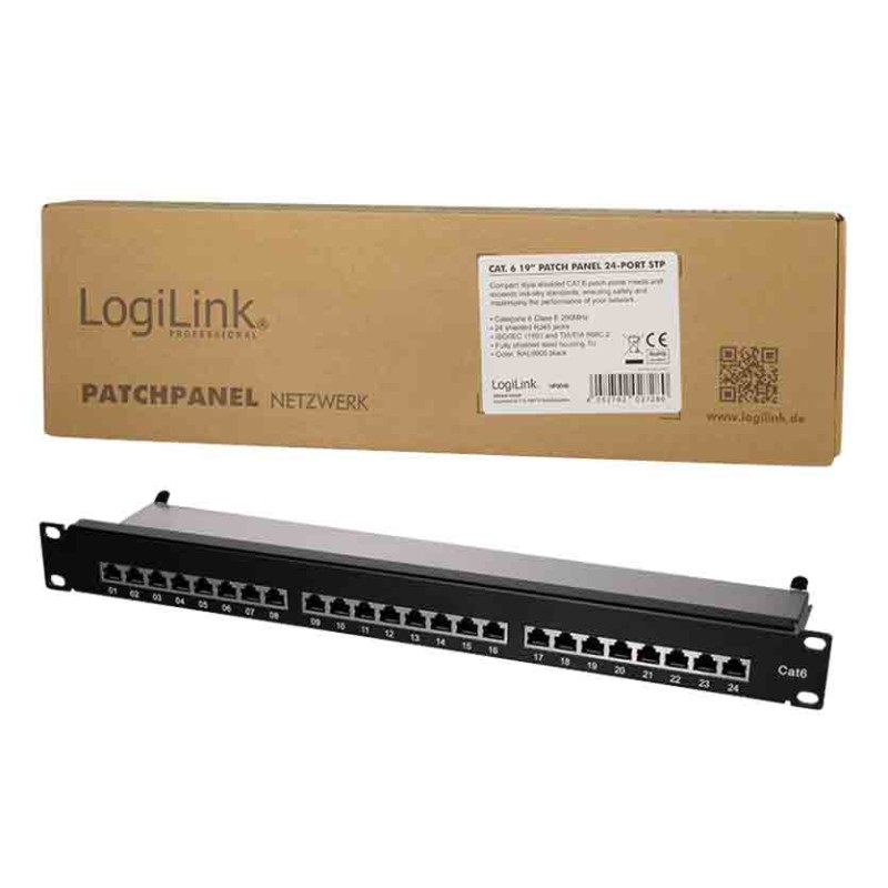 Buy NP0048 CAT.6 PATCH PANEL 24 PORTS SHIELDED, 19 INCH RACK MOUNT, BLACK, PRIMELINE, LOGILINK in Cyprus, Nicosia, Limassol, Lar
