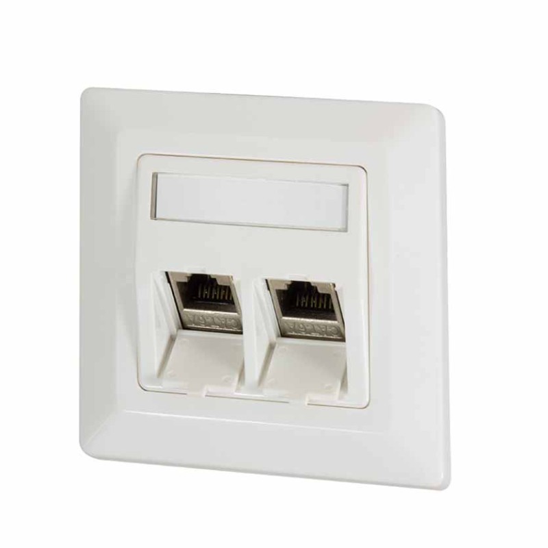 NK4021 FACEPLATE FOR 2 KEYSTONE JACKS 45° OUTLET PURE WHITE, LOGILINK — Buy in Cyprus with Fast Delivery