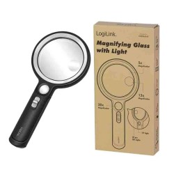WZ0075 MAGNIFYING GLASS WITH LIGHT, 5x, 13x and 20x MAGNIFICATION, BLACK LOGILINK — Buy in Cyprus with Fast Delivery