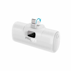 POWERUP-C.WHITE 5000mAh COMPACT POWERBANK 20W W BUILT-IN USB-C CONNECTOR PROMATE — Buy in Cyprus with Fast Delivery