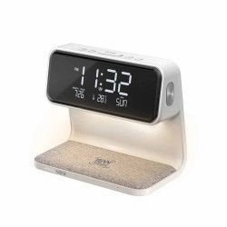 Buy LUMIX-15 MULTIFUNCTION LED ALARM CLOCK W 15W WIRELESS CHARGER, WHITE PROMATE in Cyprus, Nicosia, Limassol, Larnaka, Pafos