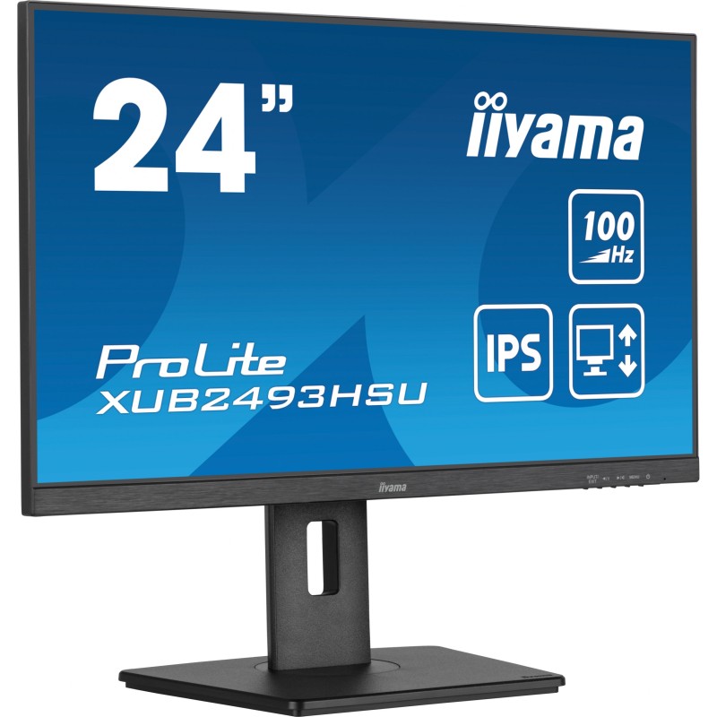 iiyama ProLite XUB2493HSU-B7 - 24" (23.8") FHD IPS 100Hz 1ms | HDMI & DP, USB Hub, Speakers, Pivot, Height-Adjustable (Black)