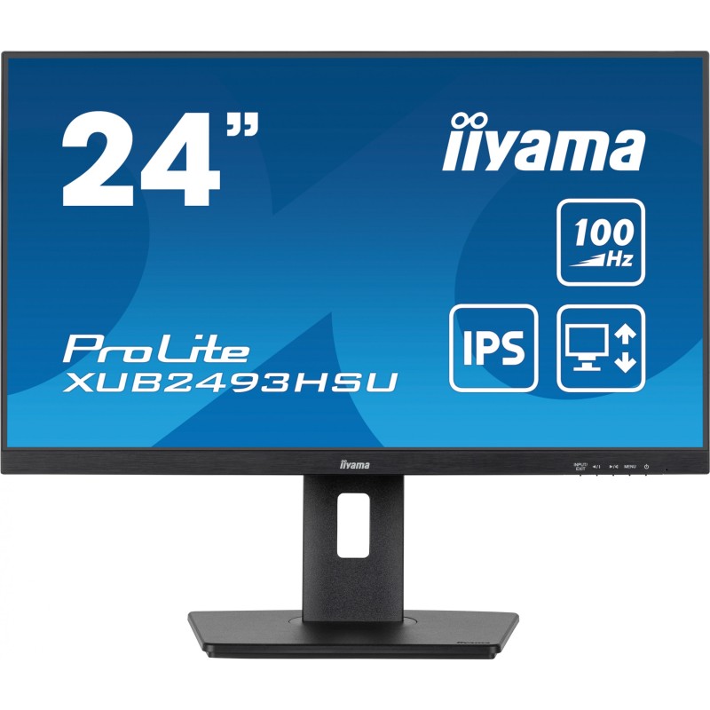 iiyama ProLite XUB2493HSU-B7 - 24" (23.8") FHD IPS 100Hz 1ms | HDMI & DP, USB Hub, Speakers, Pivot, Height-Adjustable (Black)