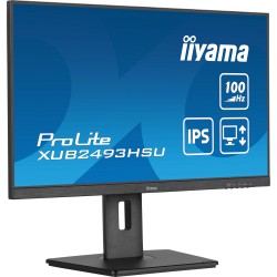 iiyama ProLite XUB2493HSU-B7 - 24" (23.8") FHD IPS 100Hz 1ms | HDMI & DP, USB Hub, Speakers, Pivot, Height-Adjustable (Black)